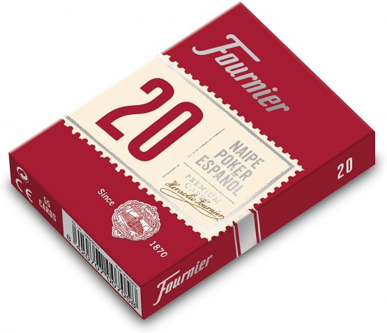 Fournier Spanish Poker Deck, Number 20, 55 Cards, Assorted Colours, Blue or Red (F21002)