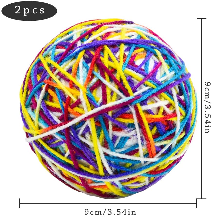 Furpaw Cat Balls Toys, 2 Pcs Colorful Wool String Foam Ball Cat Balls