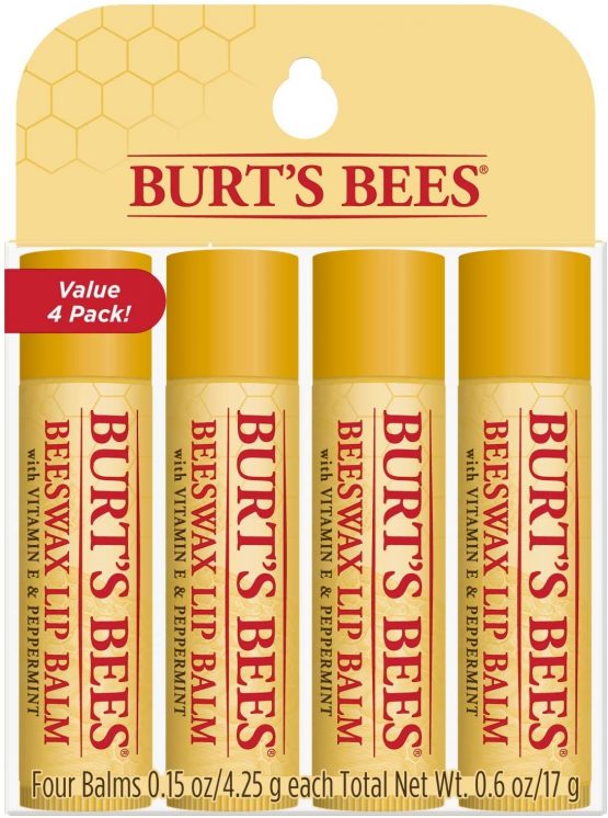 Burts Bees Beeswax Lip Balm Pack, 0.15 oz, 4-Piece