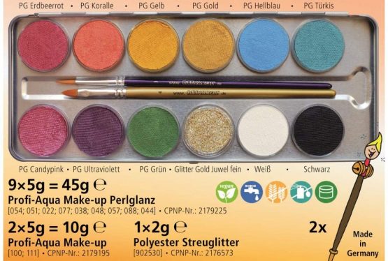 Eulenspiegel 10135870 Fiesta Makeup Palette 11 1 Glitter Vegan Colors + Brush, Colourful, 12 Farben - Image 2