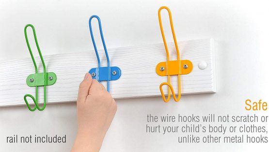 Tibres - Kids Wall Coat Hooks for Girls and Boys for Jackets Clothes Backpacks Robes and Towels - Children Colorful Wall Mounted Hanger Hook Rack for Use in Nursery Bedroom and Bathroom - Set of 10 - Image 4