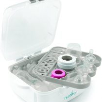 Nuvita 1085 | Bottle Steriliser | Microwave Steam Sterilisers Compact 10.30'' | Fit All Microwaves and Baby Bottles Sizes | Anti-Burning Handles | Top Compartment Small Parts | BPA Free | EU Brand