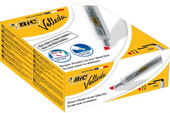BIC VELLEDA Whiteboard Chisel 1781 Marker 3.5 - 5.5mm Box of 12 - Red