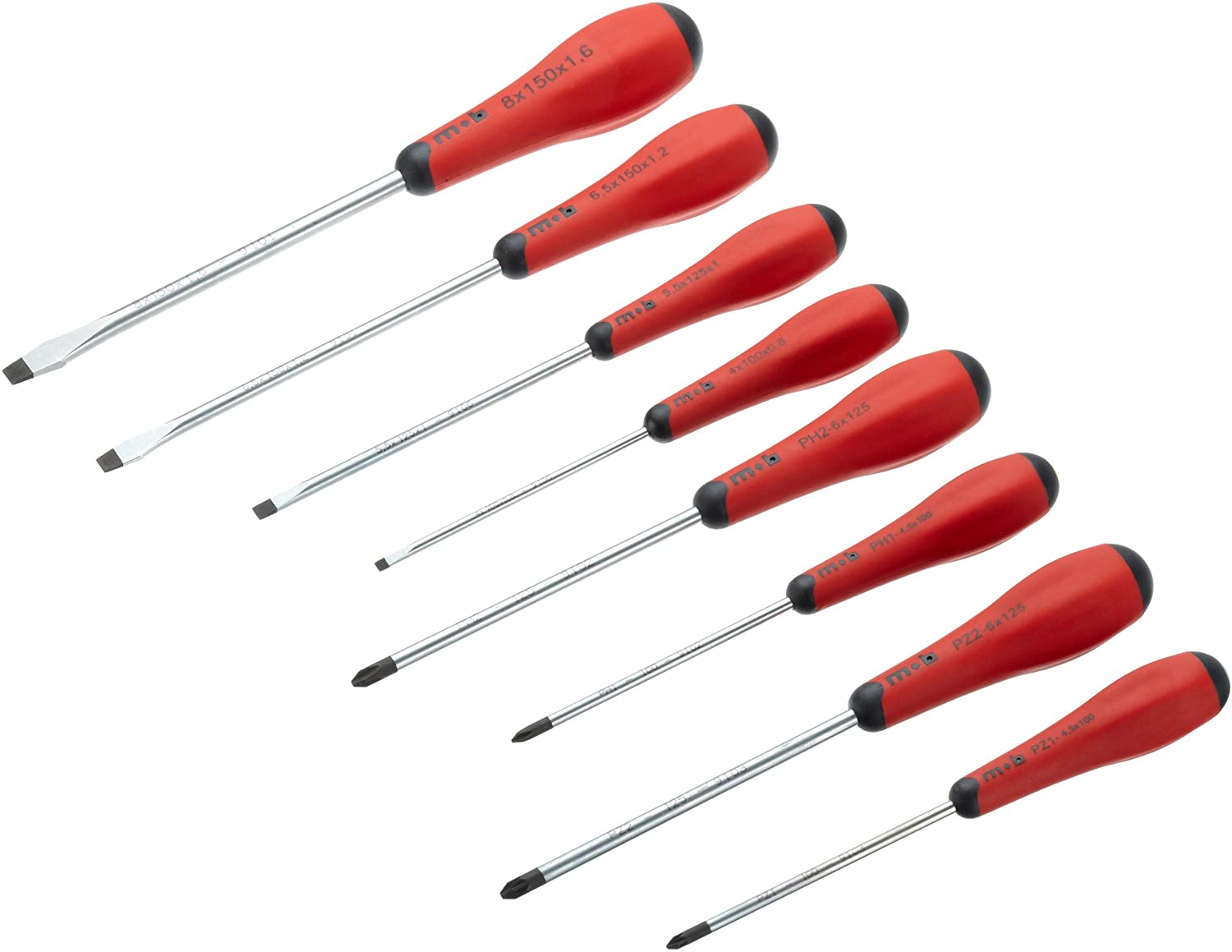 Peddinghaus 9129001901 Screwdriver Set, Silver/Red, Set of 8 Pieces