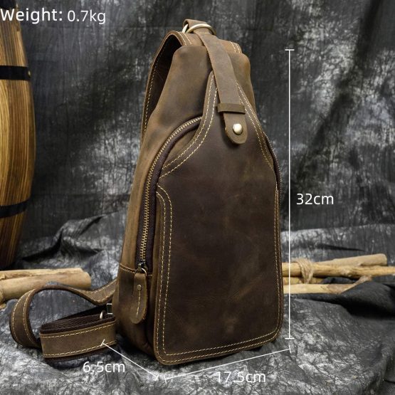 LUUFAN Men's Genuine Leather Sling Bag Chest Shoulder Backpack Crossbody Bag for Casual Sport Hiking Travel - Image 2