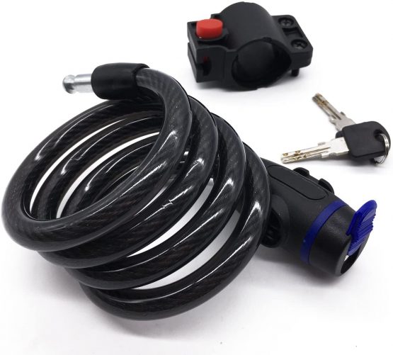 Maveek Bike Lock 1.2M (4-Feet) Steel Coiled Cable Lock with Intergrated Key Lock for Bicycle Outdoors