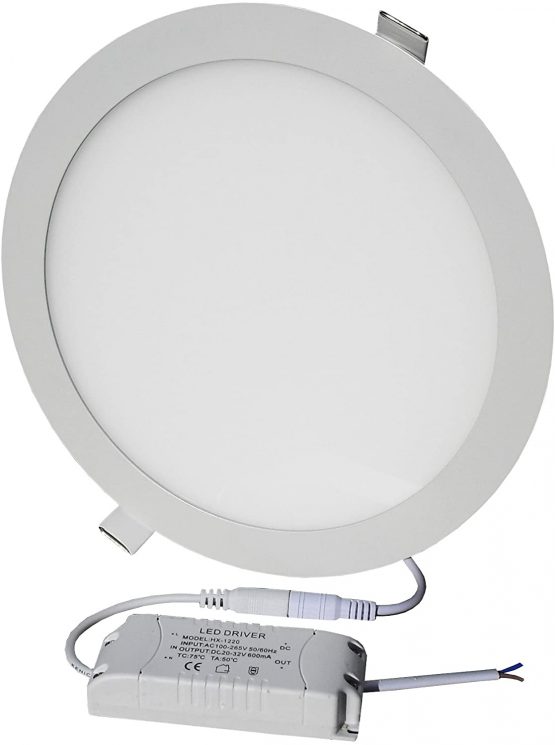 Lowenergie 6w LED Round Ceiling Panel Light 6000K Day White Recessed Down Lighting, 120mm Dia, 50w Halogen Equivalent