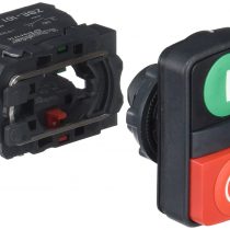 Schneider Electric Harmony XB5 - ON/OFF Push Button Switch, Plastic, Green Flush Marked I, Red Projecting Marked O, 1NO + 1NC, 22mm Mount, XB5AL73415