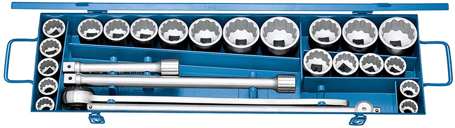 Gedore Socket Set 3/4-Inch D 32 Emau 2, Blue, Variety pack
