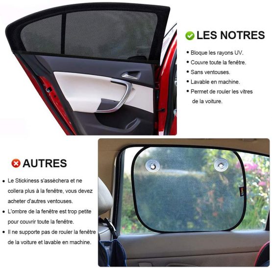 PHYLES 44" x 21" Car Window Shades for baby, Covers Rear Side Vehicle Shade, Protect the kids and Pets Against UV Rays, Universal for Most Vehicles, Pack of 2(Large) - Image 3