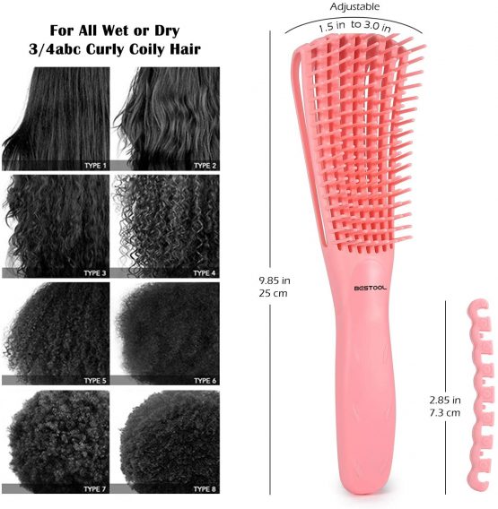BESTOOL Detangling Brush for Black Natural Hair, Detangler Brush for Natural Black Hair Curly Hair Afro 3/4abc Texture, Faster and Easier Detangle Wet or Dry Hair with No Pain (Pink) - Image 4