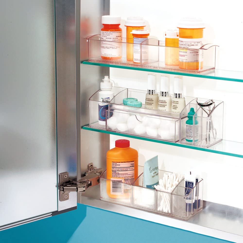 iDesign 42730ES Med+ Medicine Box, Plastic Bathroom Storage Container for Medical Supplies with Six Compartments Clear, 9" x 3" x 2" - Image 2