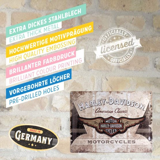 Nostalgic-Art Retro Tin Sign – Harley-Davidson Classic Logo – Gift idea for motorcycle fans, Metal Plaque, 30 x 40 cm - Image 4