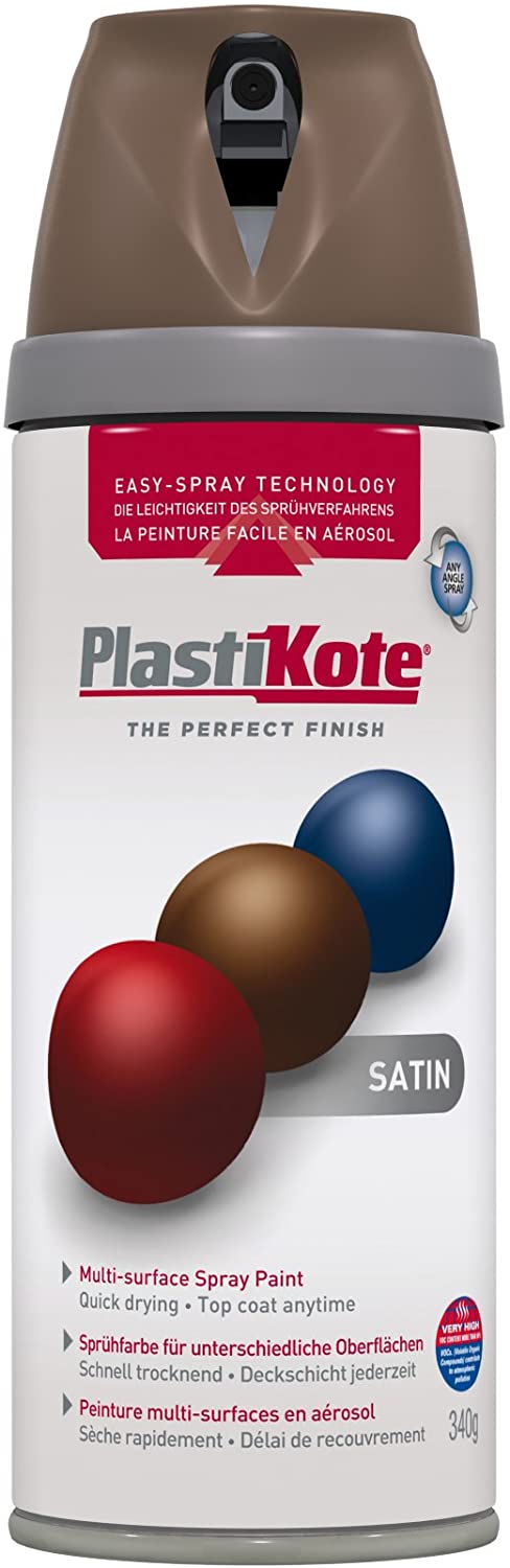 Plasti-kote 22113 400ml Premium Spray Paint Satin - Chocolate Brown, 66.67 ml (Pack of 6)