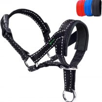 ILEPARK Dog Head Collar with Reflective Strap, Head Halter Collar for Dogs, Adjustable and Easily Control, for Small Medium and Large Dogs. (L,Black)