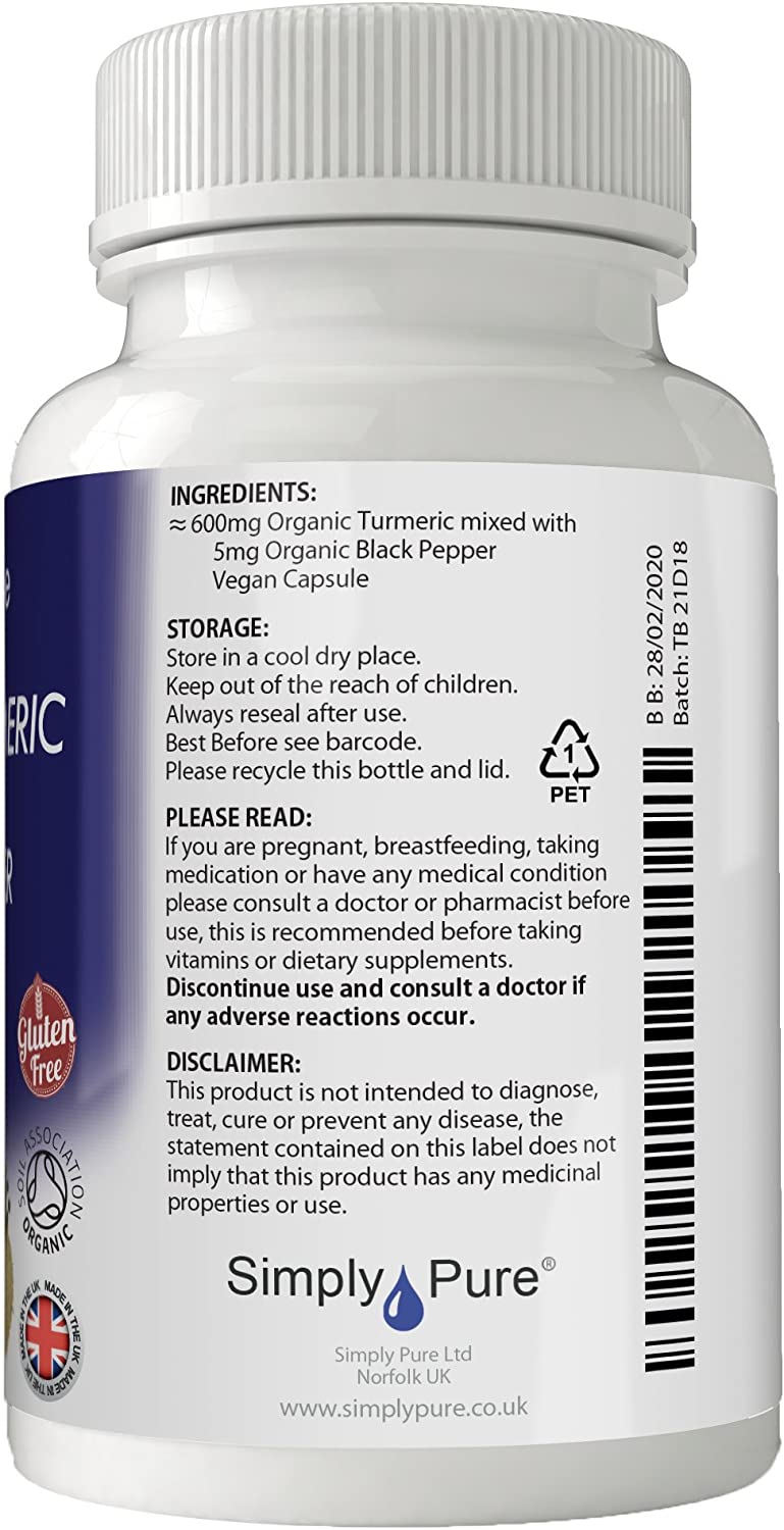 Simply Pure Organic Turmeric & Black Pepper, 90 count (Pack of 1) - Image 3