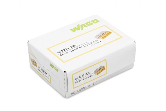WAGO Compact Clip 5 x 0.5-2.5 mm², Pack of 1, Yellow, 2273/205, transparent/yellow - Image 2