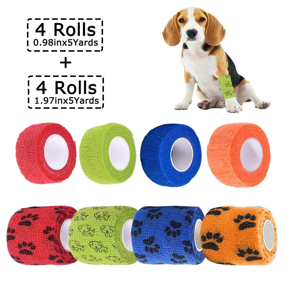 Kingrun Self Adhesive Bandage, Vet Wrap Tape for Dogs Cats Self Adherent Cohesive Bandages Pet Elastic Wrap Bandages