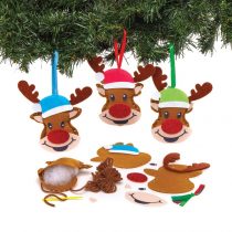 Baker Ross AT181 Reindeer Decoration Sewing Kits-Pack of 3, Christmas Arts and Crafts, Assorted