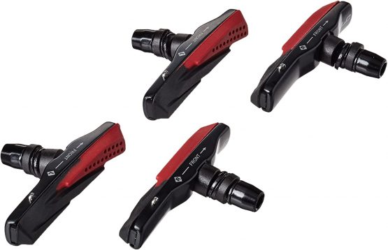 XLC Unisex – Adult Brake Shoes Cartridge V-Brake BS-V03 Set of 4 72 mm, Black, Red, One Size
