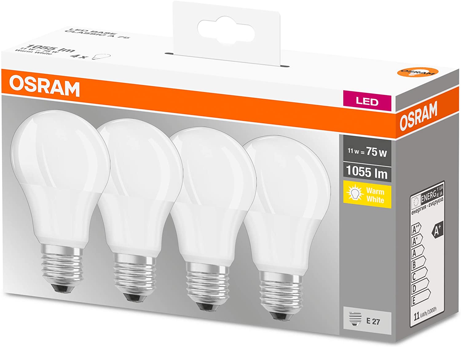 Osram Lamps LED Light Bulb, 11 W, Warm White, Pack of 4, 75 W - Image 3