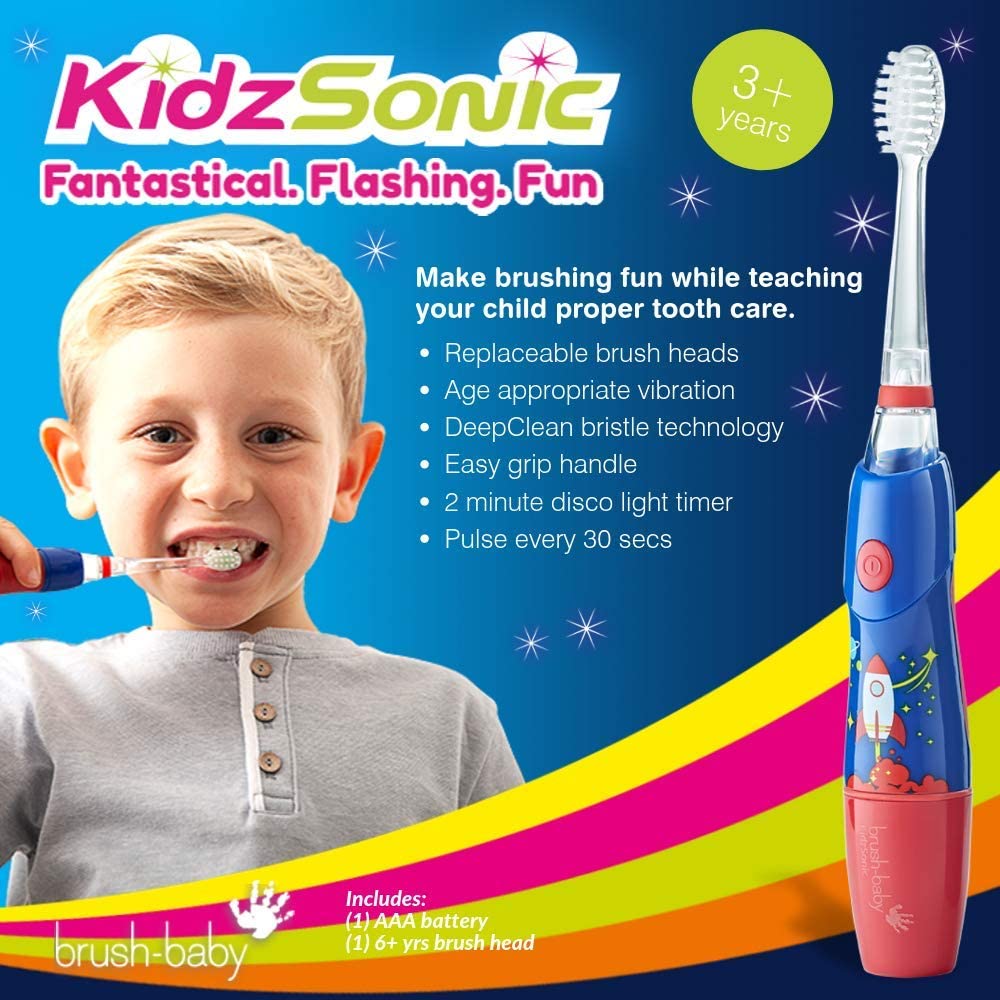 Brush-Baby, Rocket KidzSonic Kids Electric Toothbrush, 3+ Years, DeepClean Bristles, Suction Base - Image 2