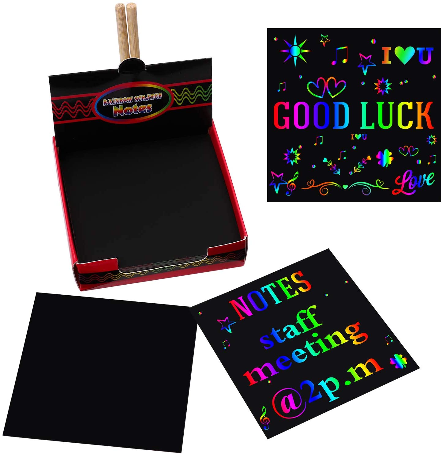 Aneco Scratch Magic Note Cubes Rainbow Scratch Off Mini Notes and 2 Stylus Pens for Art and ...