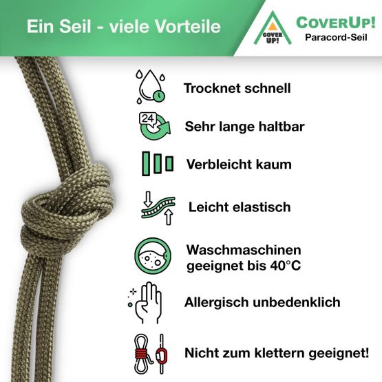 CoverUp! Rope 550-550 Paracord from 7 core Strands - 31 Meter Parachute Cord with Extremely Robust Rope Sheath (Camouflage) - Image 4