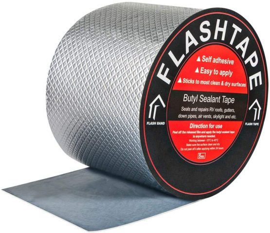 Fowong Aluminum Waterproof Tape, 100mm (W) X5M (L) X1.5mm (T) Butyl Sealing Repair Tape Aluminum Foil Self-Adhesive Thick Repair Tape for Sealing and Fastening for Pool Hole Pipe Roof RV Bathroom