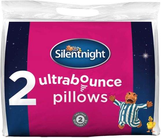 Silentnight Luxury Ultrabounce Pillow Pair – Pack of 2 Soft/Medium Support Bed Pillows with Luxurious Stitched Edging - Comfy Hypoallergenic Machine Washable
