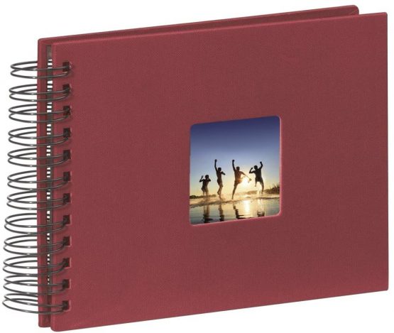 Hama Fine Art photo album, 50 black pages (25 sheets), spiral bound album 24 x 17 cm, with cut-out window, burgundy - Image 2