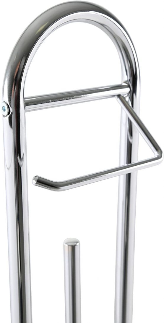 axentia Marino Freestanding Toilet Roll and Brush Set, Chromed Steel Toilet Brush and Paper Roll Holder Set, Round Base Bathroom Stand, approx. 18.5 x 18.5 x 64 cm, Silver - Image 4