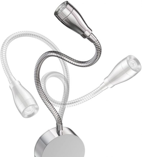 ledscom LED Reading Light/Wall Light Han, Swan Neck, Chrome, Switch, Warm White, 2 Pcs - Image 2