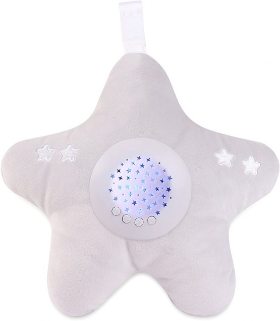 Little Chick London Bed Time Soother Plush Star Projector (Soft Grey, Twinkle Lights) - Image 3