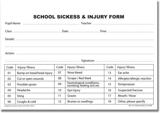 Cherry NCR School Sickness & Injury Triplicate Book A5 (148mmx 210mm) 50 Sets Carbonless - Image 3