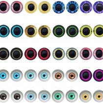 Julie Wang 12mm Mixed Colors Flat Back Glass Eyeballs Craft Cute Eyes Time Gem Cabochons for Dolls Art Craft Making Handmade Jewellery Accessories Embellishments Decorations
