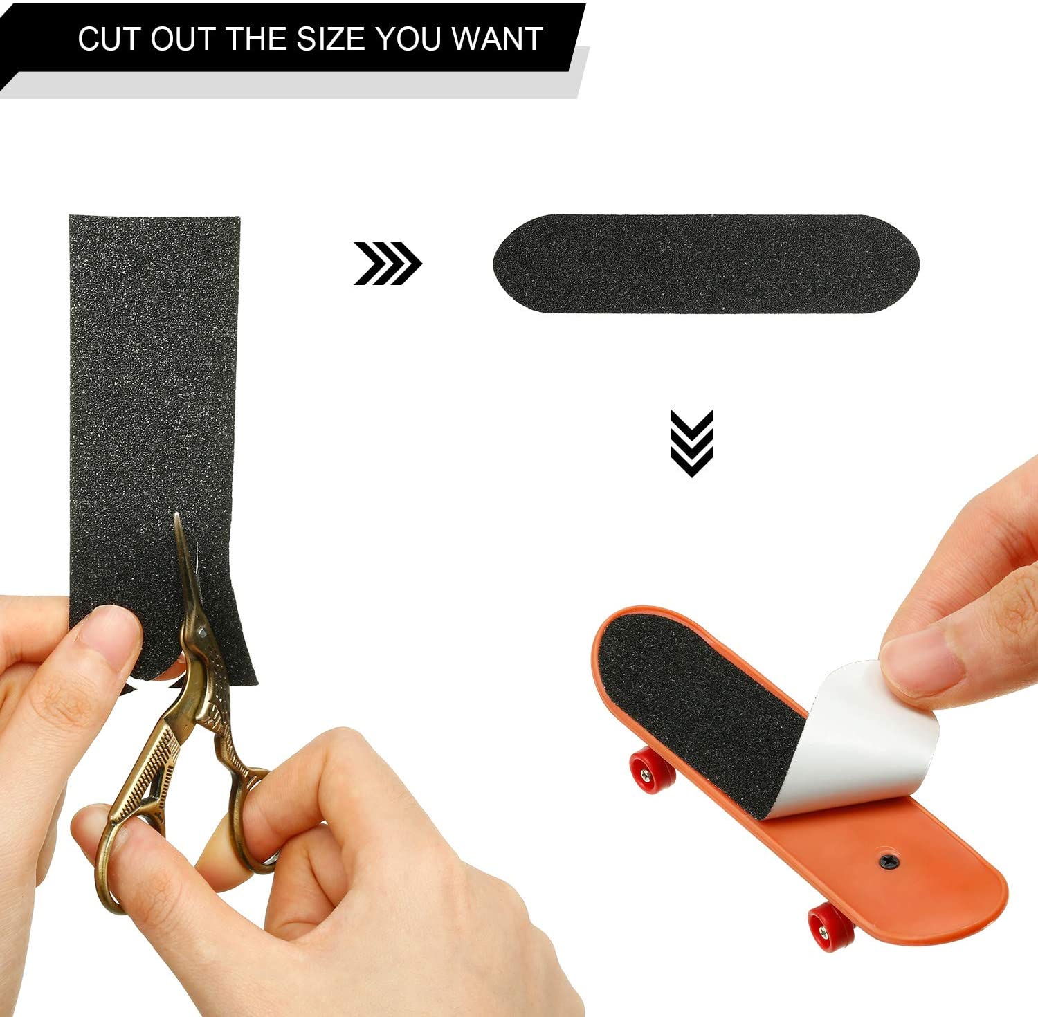 30 Packs Fingerboard Grip Tape Chape Black Finger Skateboard Tape for