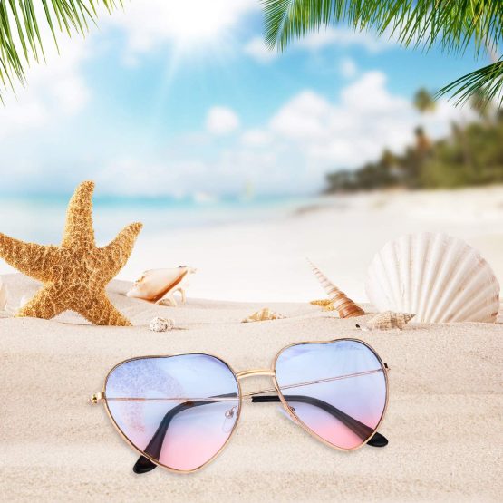 Boao 2 Pairs Hippy Specs Glasses Heart Shaped Sunglasses for Hippie Fancy Dress Accessory, Rose Gold Frame - Image 4