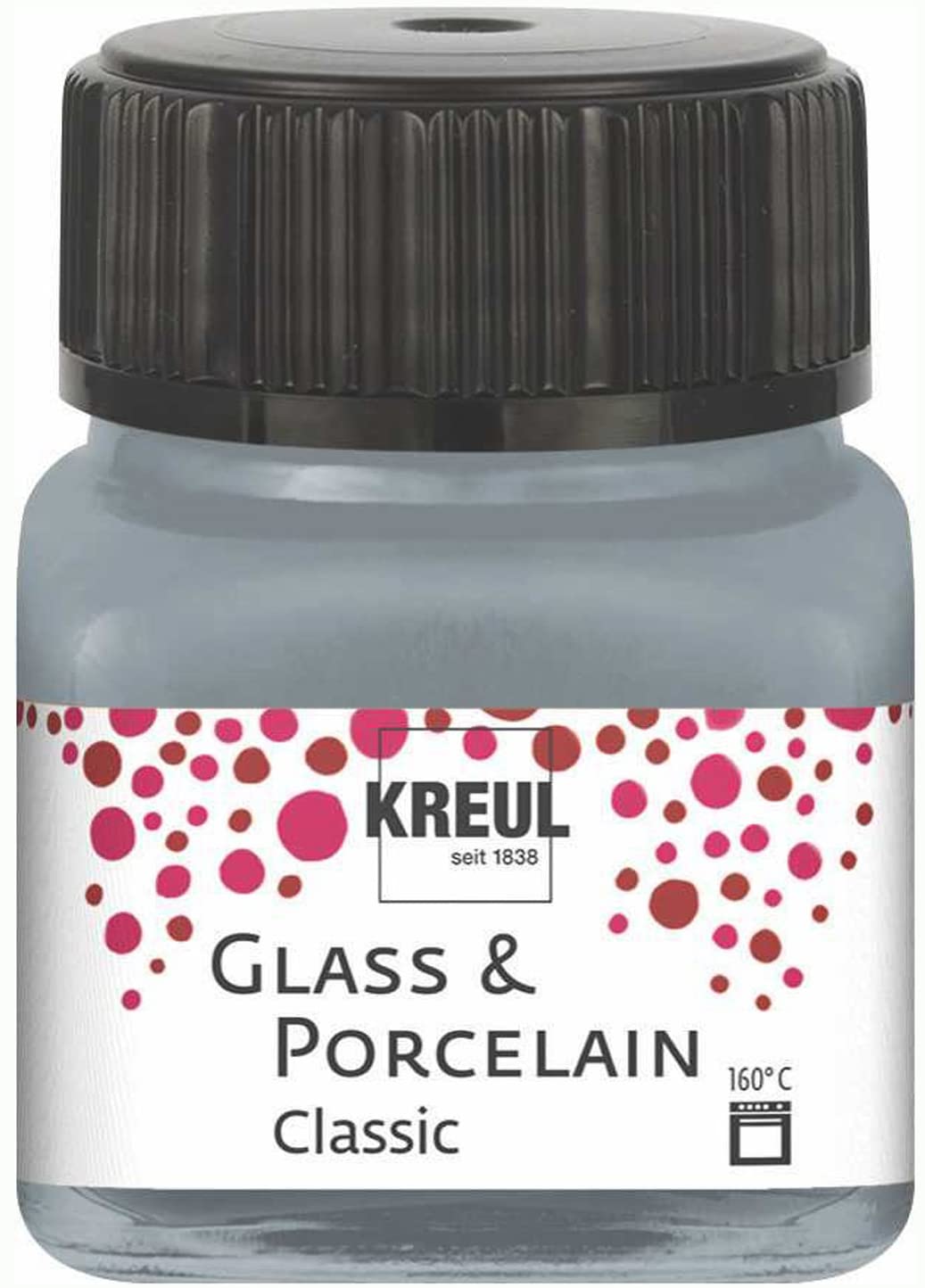 Kreul Glass & Porcelain Classic Metallic Silver 16246 in 20 ml Glass, Brilliant Glass and Porcelain Paint, Water-based