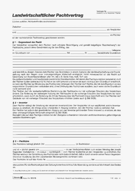 Baier & Schneider Pacht Contract Agreement Form (Pack of 4)