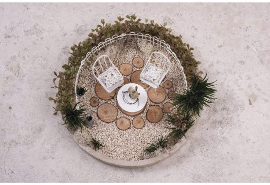 Rayher 46234102 Miniature Garden Furniture Set for Fairy Garden, Doll House and Terrarium Craft, 3 pieces, white - Image 2