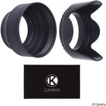 55mm Set of 2 Camera Lens Hoods - Rubber (Collapsible) + Tulip Flower - Sun Shade/Shield - Reduces Lens Flare and Glare - Blocks Excess Sunlight for Enhanced Photography and Video