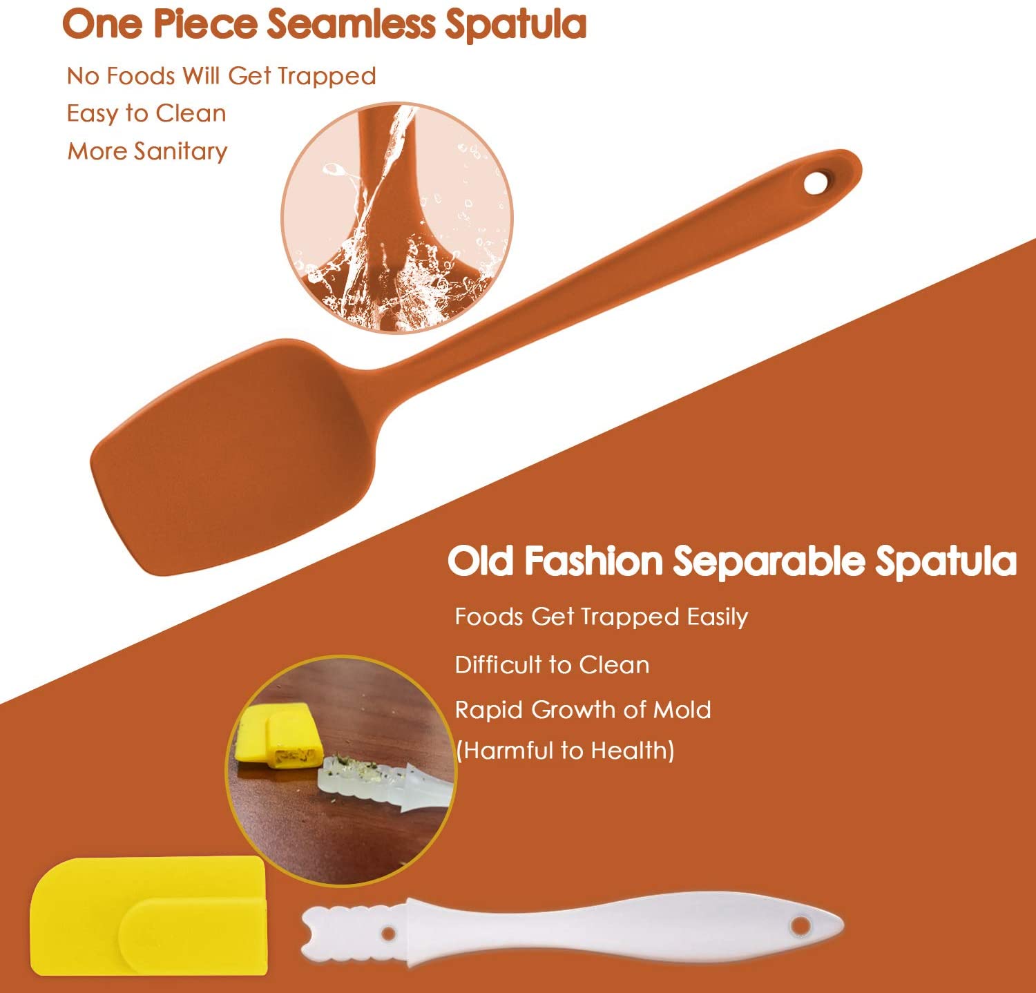 U-Taste Silicone Spatula Set of 4: 315 ℃ Heat-Resistant Flexible Food Grade Bowl Scraper - Image 4