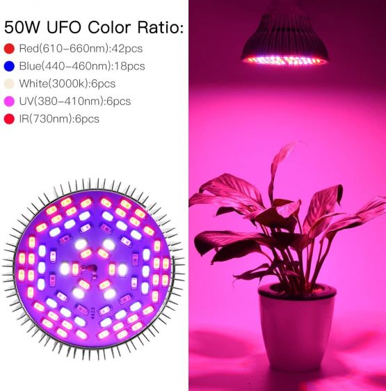 Yosoo E27 Full Spectrum Plant Growing LED Lamps Horticulture Light For Garden Greenhouse Indoor Planting Grow Lamp 30W/50W/80W Wide Area Coverage (Edition : 50w) - Image 4