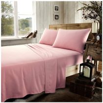Gaveno Cavailia Luxury Brushed 100% Cotton Plain Dyed Flannel Flat Sheet, [ Single - Pink ]