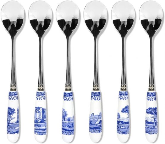 Portmeirion Home & Gifts Tea Spoons S/6, Blue & White, 15cm