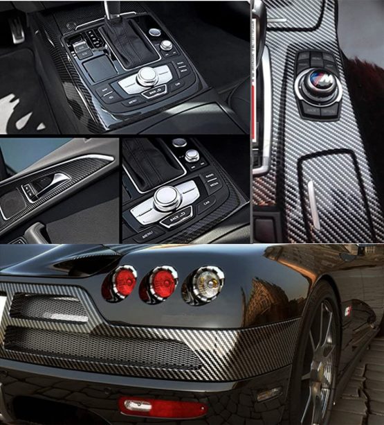 WDragon HIGH GLOSS Black Carbon Fiber Vinyl Wrap Texture 3 layer 5D Vinyl wrap DIY Film (60cm X 1.5meters) - Image 2