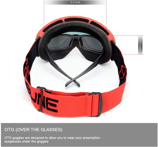 SPOSUNE Ski Goggles Skiing Goggles Over Glasses with Anti-Fog Spherical Dual Interchangable Lens,100% UV400 Protection Snow Snowboard Goggles for Men Women Youth,Helmet Compatible,Anti Glare,Impact Resistant,Windproof - Image 4