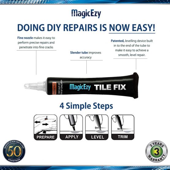MagicEzy Tile Fix - (Beige) - Professionally and Easily Touch-Up Cracks Less Than 1 mm on Your Floor and Wall Tiles, Porcelain and Ceramic Surfaces - Image 2