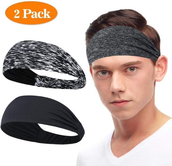 AYPOW Sports Headband, 2 Pack Running Headband Elastic Athletic ...